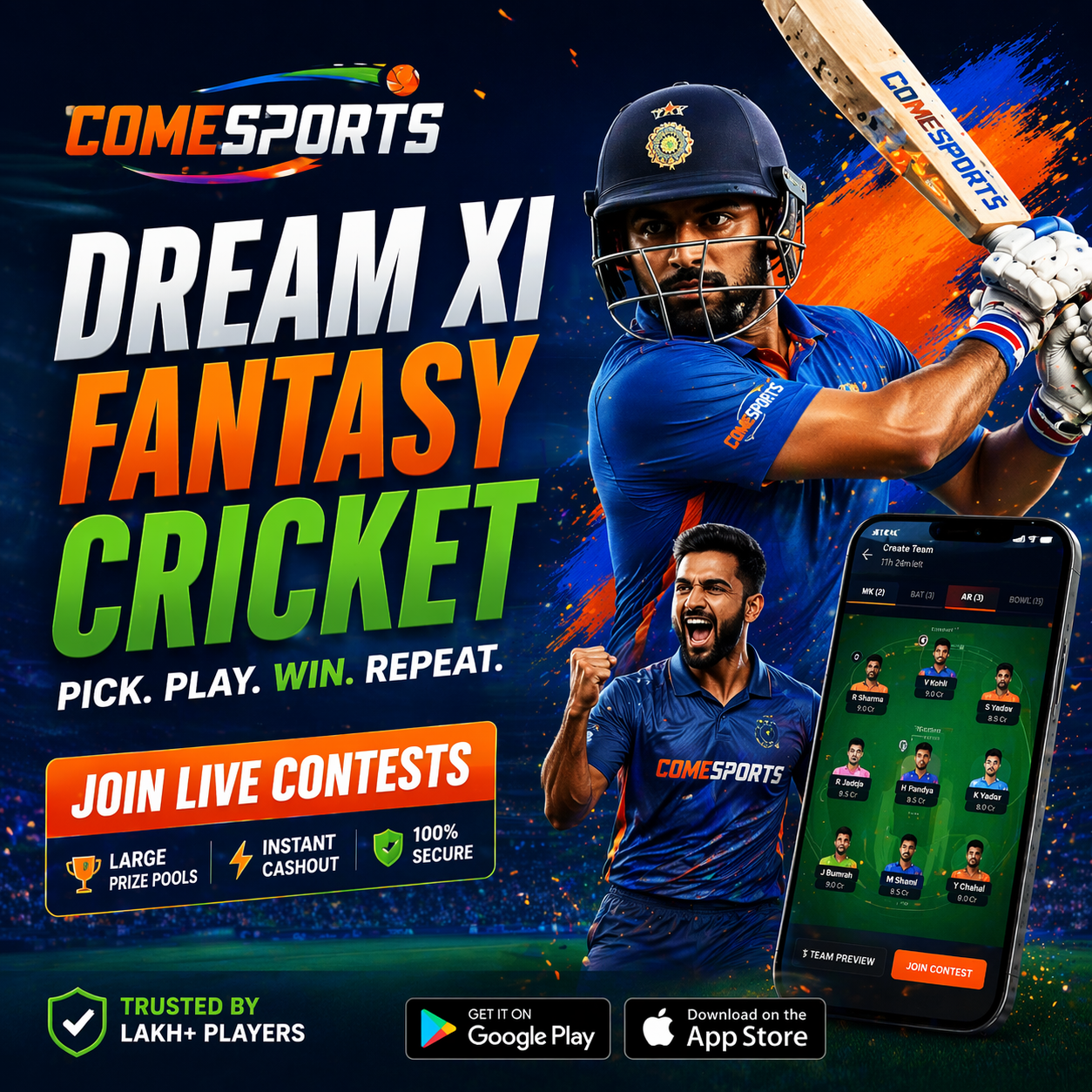 Come Fantasy Play fantasy sports main visual